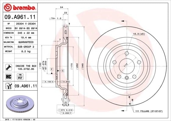 BREMBO 09 A961 11 Fren Diski 1664230212 uygun fiyat hızlı kargo