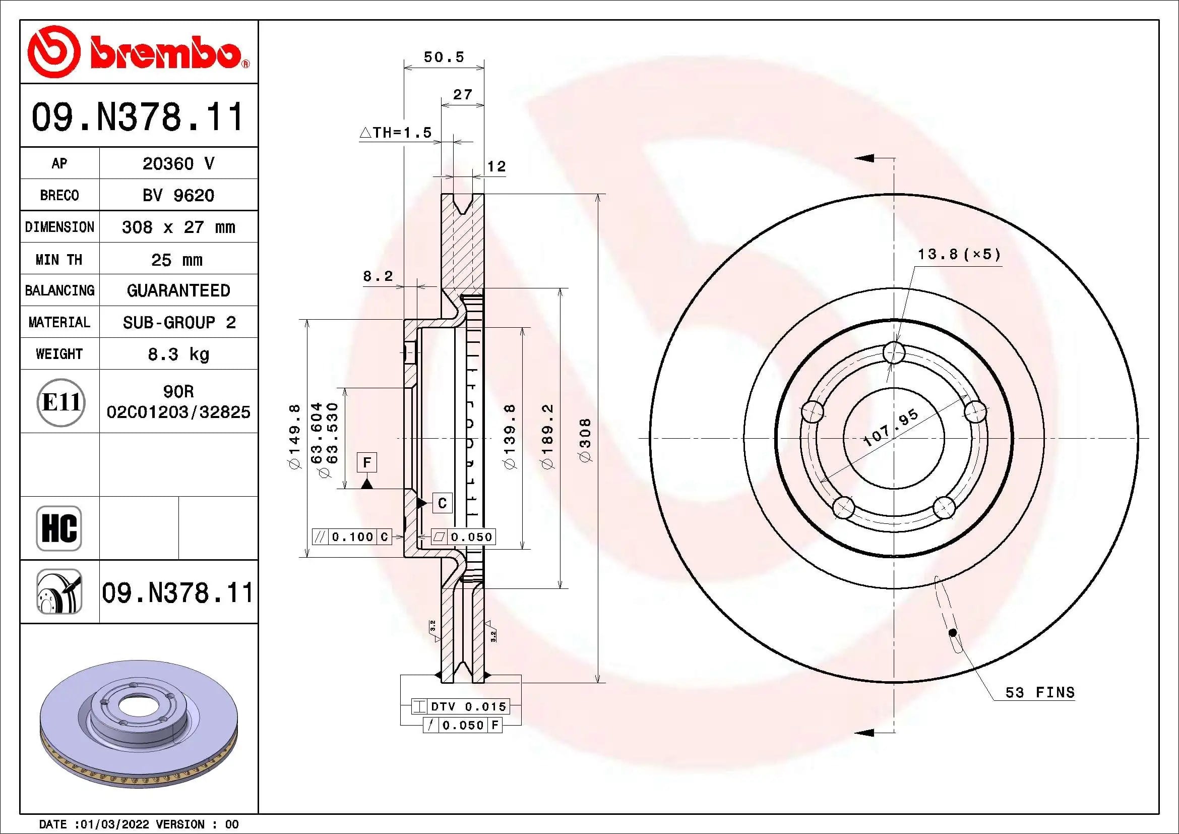 BREMBO 09N37811 Fren Diski 2305506 uygun fiyat hızlı kargo