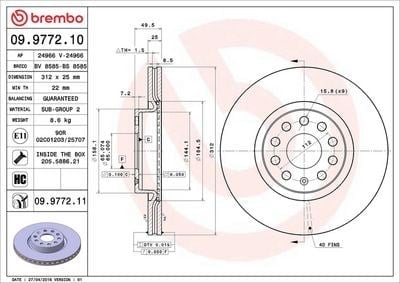 BREMBO 09 9772 10 Fren Diski 1K0615301AA uygun fiyat hızlı kargo
