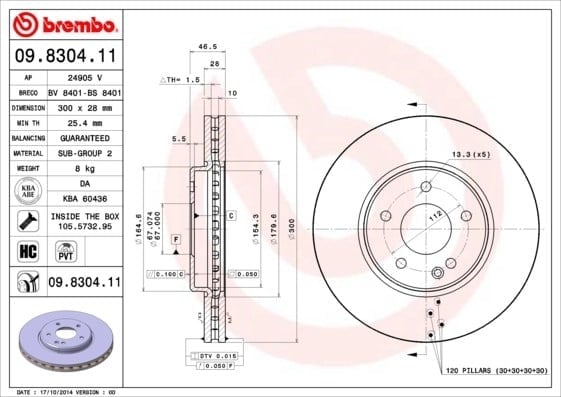 BREMBO 09 8304 11 Fren Diski 2104210212 uygun fiyat hızlı kargo