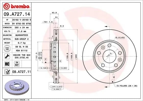 BREMBO 09A72711 Fren Diski 402060010R uygun fiyat hızlı kargo