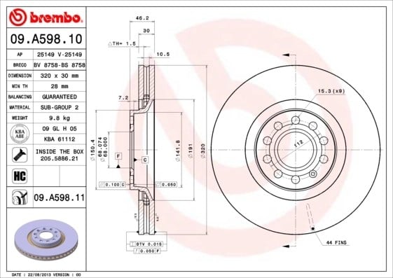 BREMBO 09A59811 Fren Diski 8E0615301AD uygun fiyat hızlı kargo