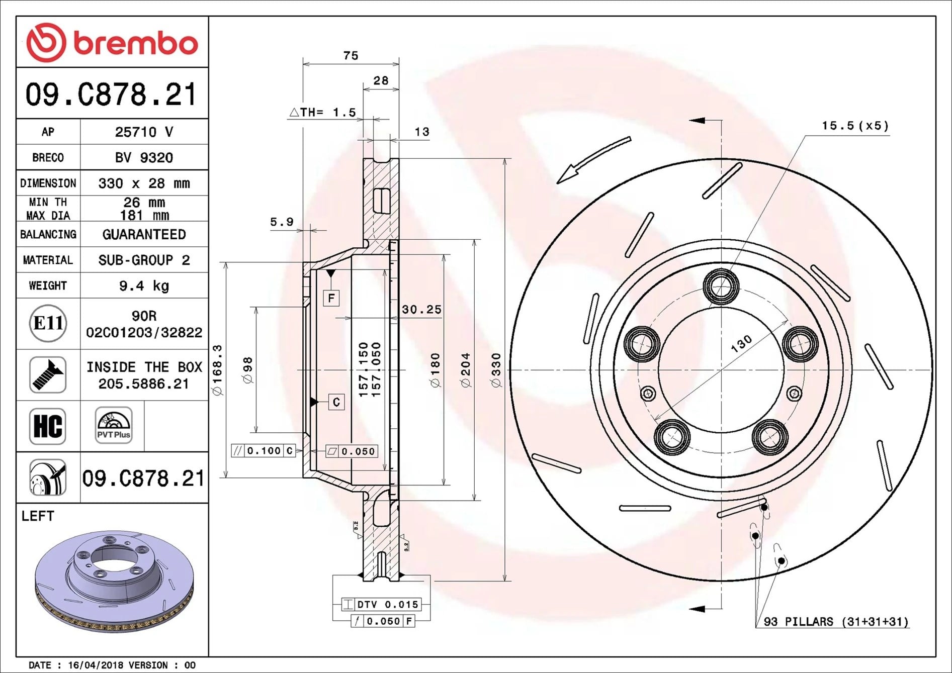 BREMBO 09C87821 Fren Diski 298615601A uygun fiyat hızlı kargo
