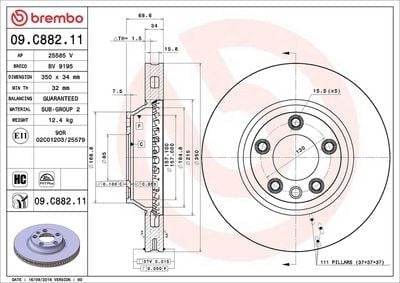 BREMBO 09 C882 11 Fren Diski 7L8615301 302 uygun fiyat hızlı kargo