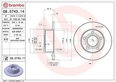 BREMBO 08 5743 11 Fren Diski 4A0615601A uygun fiyat hızlı kargo