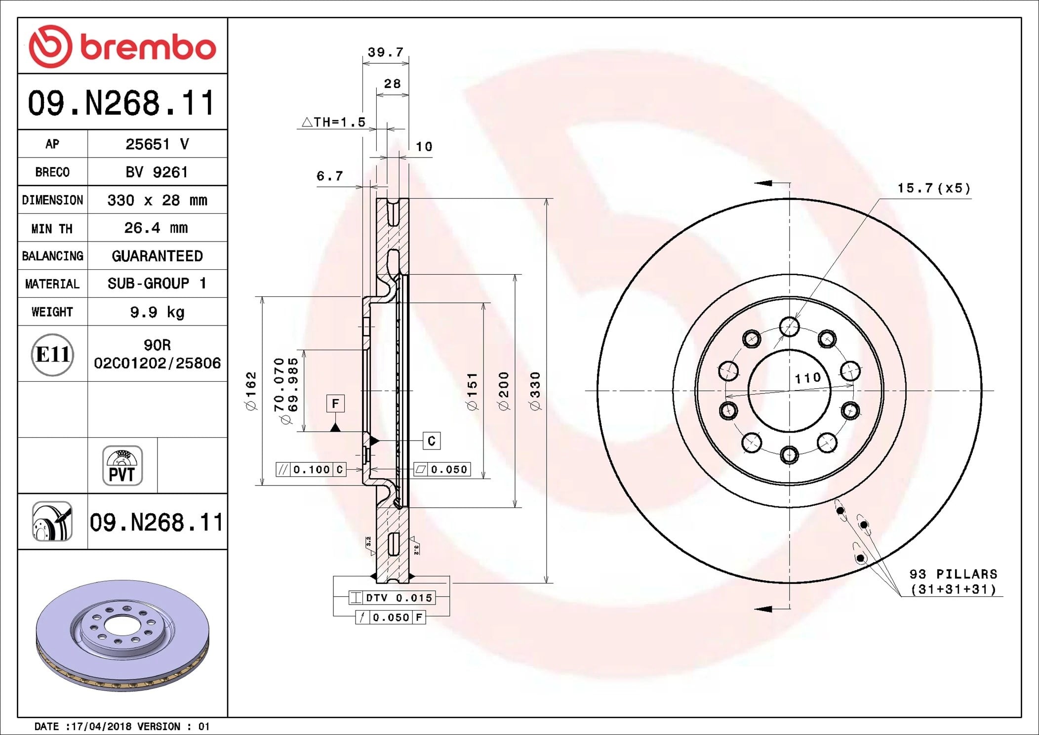 BREMBO 09N26811 Fren Diski 4779884AA uygun fiyat hızlı kargo