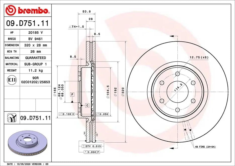 BREMBO 09 D751 11 Fren Diski 402065XA0A uygun fiyat hızlı kargo