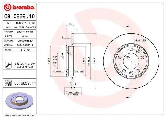 BREMBO 08 C659 11 Fren Diski 1610761980 uygun fiyat hızlı kargo