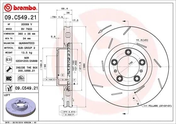 BREMBO 09C54921 Fren Diski 97035140301 uygun fiyat hızlı kargo