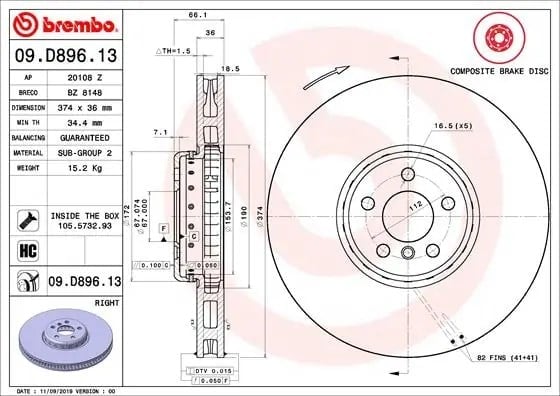 BREMBO 09 D896 13 Fren Diski 34106875284 uygun fiyat hızlı kargo