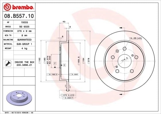 BREMBO 08B55710 Fren Diski 5561155L00 uygun fiyat hızlı kargo