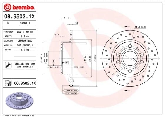 BREMBO 0895021X Fren Diski 1K0615601AB uygun fiyat hızlı kargo