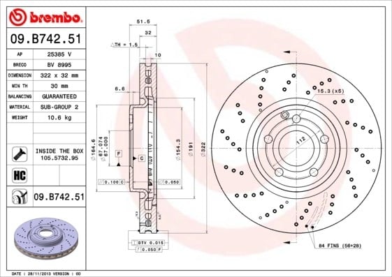 BREMBO 09 B742 51 Fren Diski 0004211812 uygun fiyat hızlı kargo