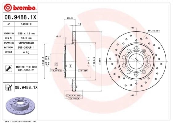 BREMBO 08 9488 1X Fren Diski 1K0615601AC uygun fiyat hızlı kargo