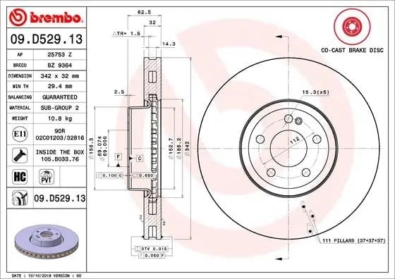 BREMBO 09 D529 13 Fren Diski 0004212812 uygun fiyat hızlı kargo