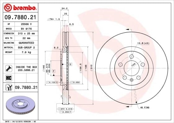 BREMBO 09 7880 21 Fren Diski 6R0615301B uygun fiyat hızlı kargo
