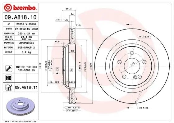 BREMBO 09 A818 11 Fren Diski 2214230412 uygun fiyat hızlı kargo