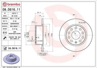 BREMBO 08 D616 11 Fren Diski 5Q0615601C uygun fiyat hızlı kargo