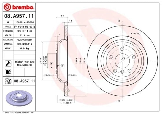 BREMBO 08 A957 11 Fren Diski 1664230012 uygun fiyat hızlı kargo