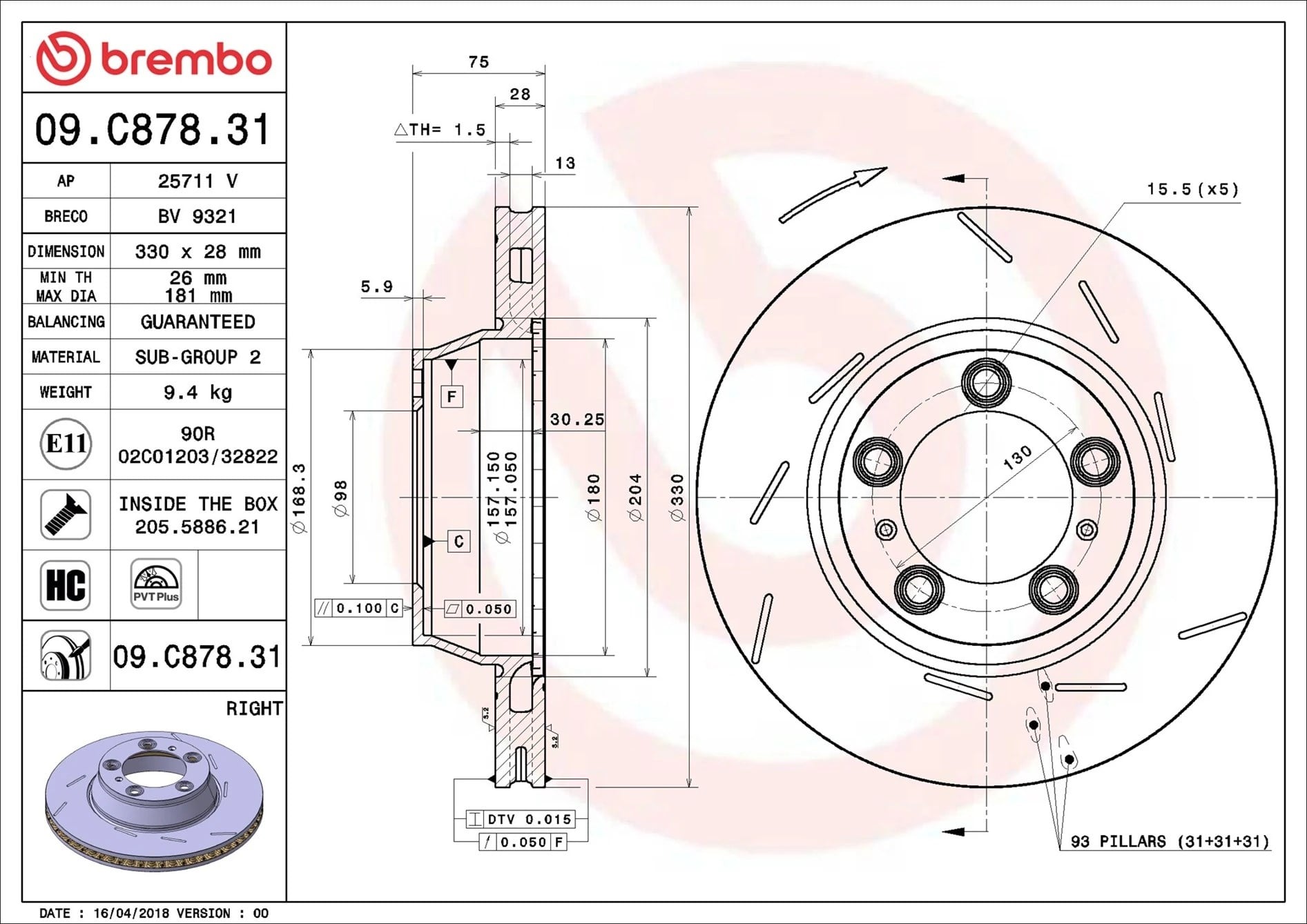 BREMBO 09C87831 Fren Diski 298615602A uygun fiyat hızlı kargo