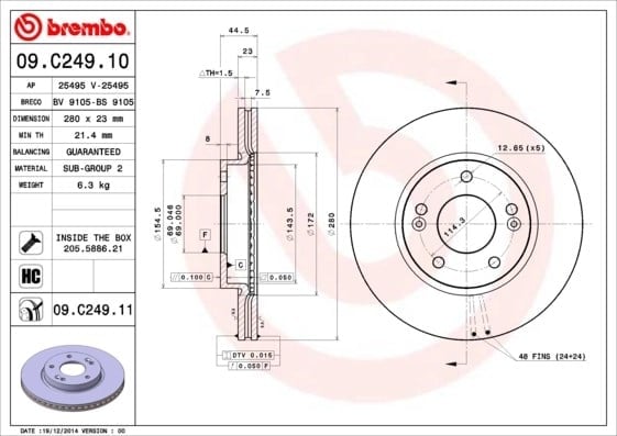 BREMBO 09C24911 Fren Diski 517122V000 uygun fiyat hızlı kargo