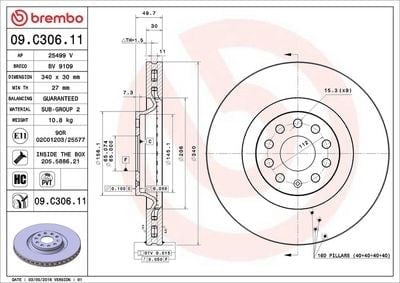 BREMBO 09 C306 11 Fren Diski 1K0615301AD uygun fiyat hızlı kargo