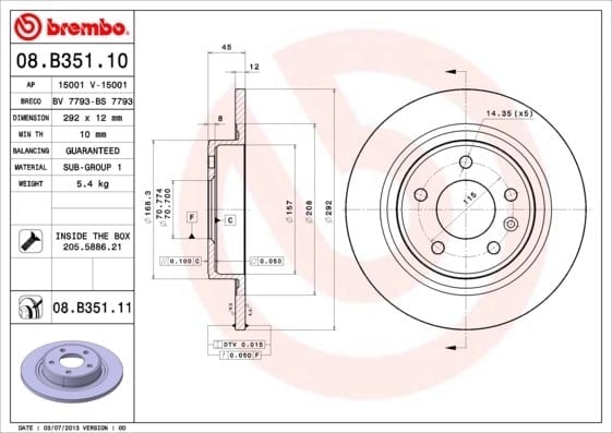 BREMBO 08B35111 Fren Diski 0569071 uygun fiyat hızlı kargo