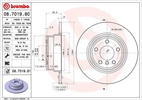 BREMBO 08 7019 81 Fren Diski 34211164911 uygun fiyat hızlı kargo
