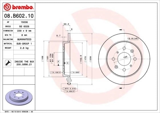 BREMBO 08 B602 10 Fren Diski 42510TF0000 uygun fiyat hızlı kargo