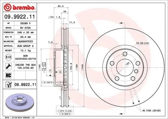 BREMBO 09 9922 11 Fren Diski 34116771986 uygun fiyat hızlı kargo