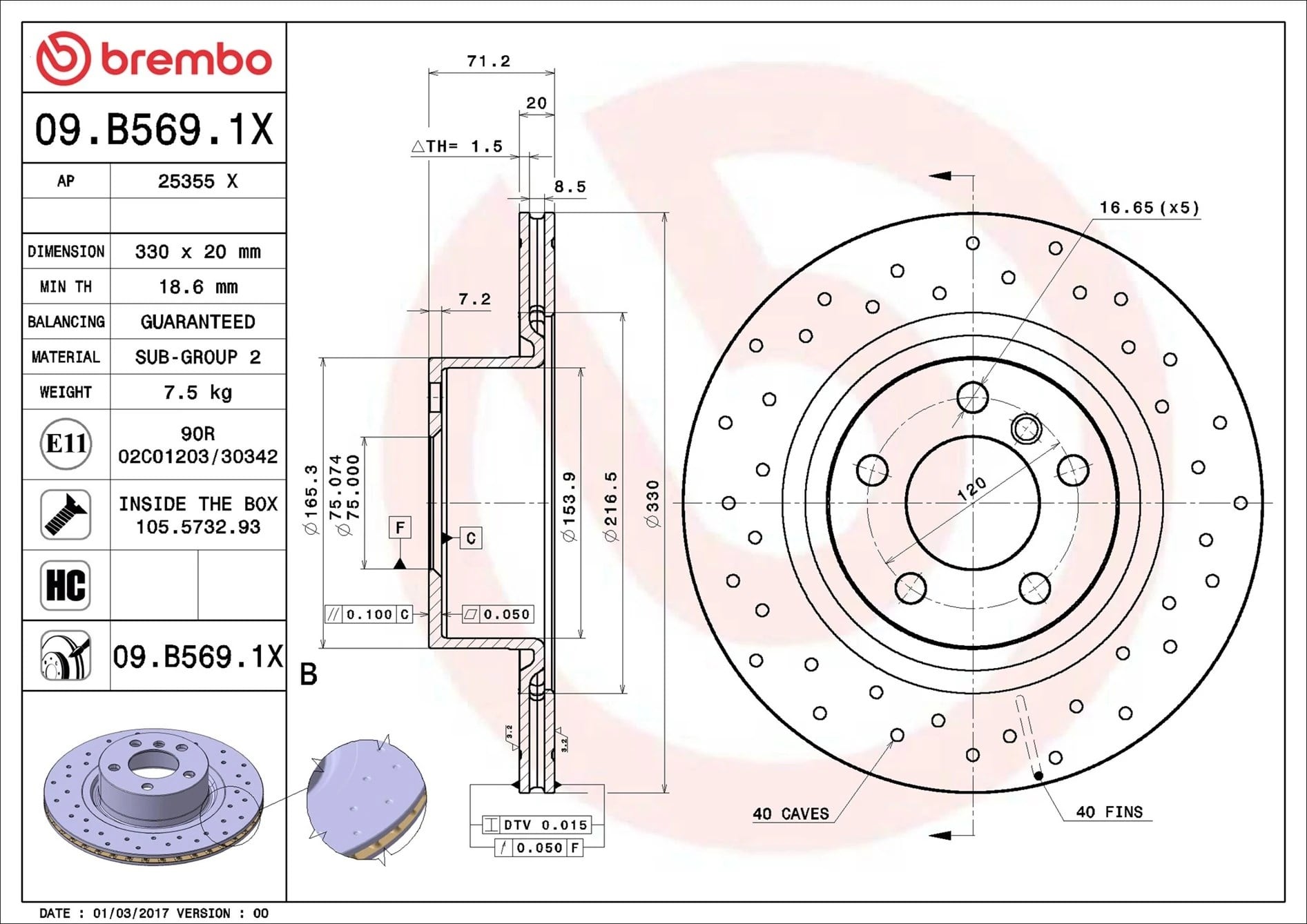 BREMBO 09 B569 1X Fren Diski 34206790362 uygun fiyat hızlı kargo