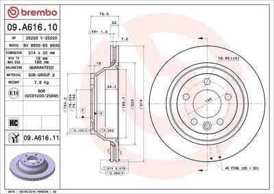 BREMBO 09 A616 10 Fren Diski 7L6615601E uygun fiyat hızlı kargo