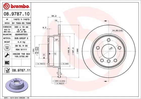 BREMBO 08 9787 11 Fren Diski 34216764647 uygun fiyat hızlı kargo