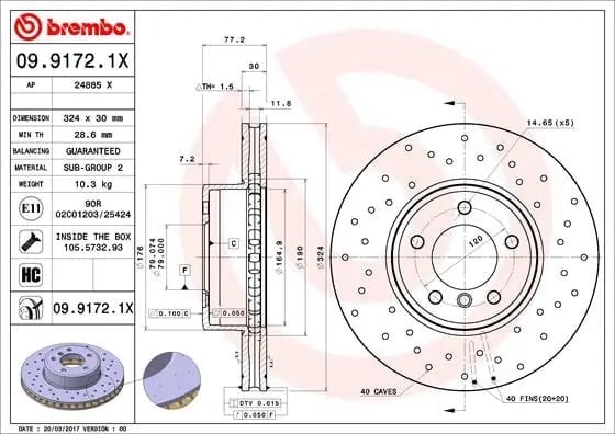 BREMBO 09 9172 1X Fren Diski 34116753221 uygun fiyat hızlı kargo
