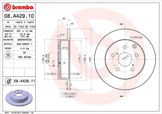 BREMBO 08 A429 10 Fren Diski 424310R010 uygun fiyat hızlı kargo