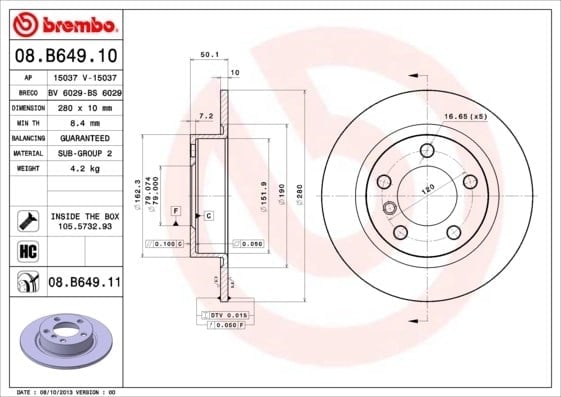 BREMBO 08B64910 Fren Diski 34209804830 uygun fiyat hızlı kargo