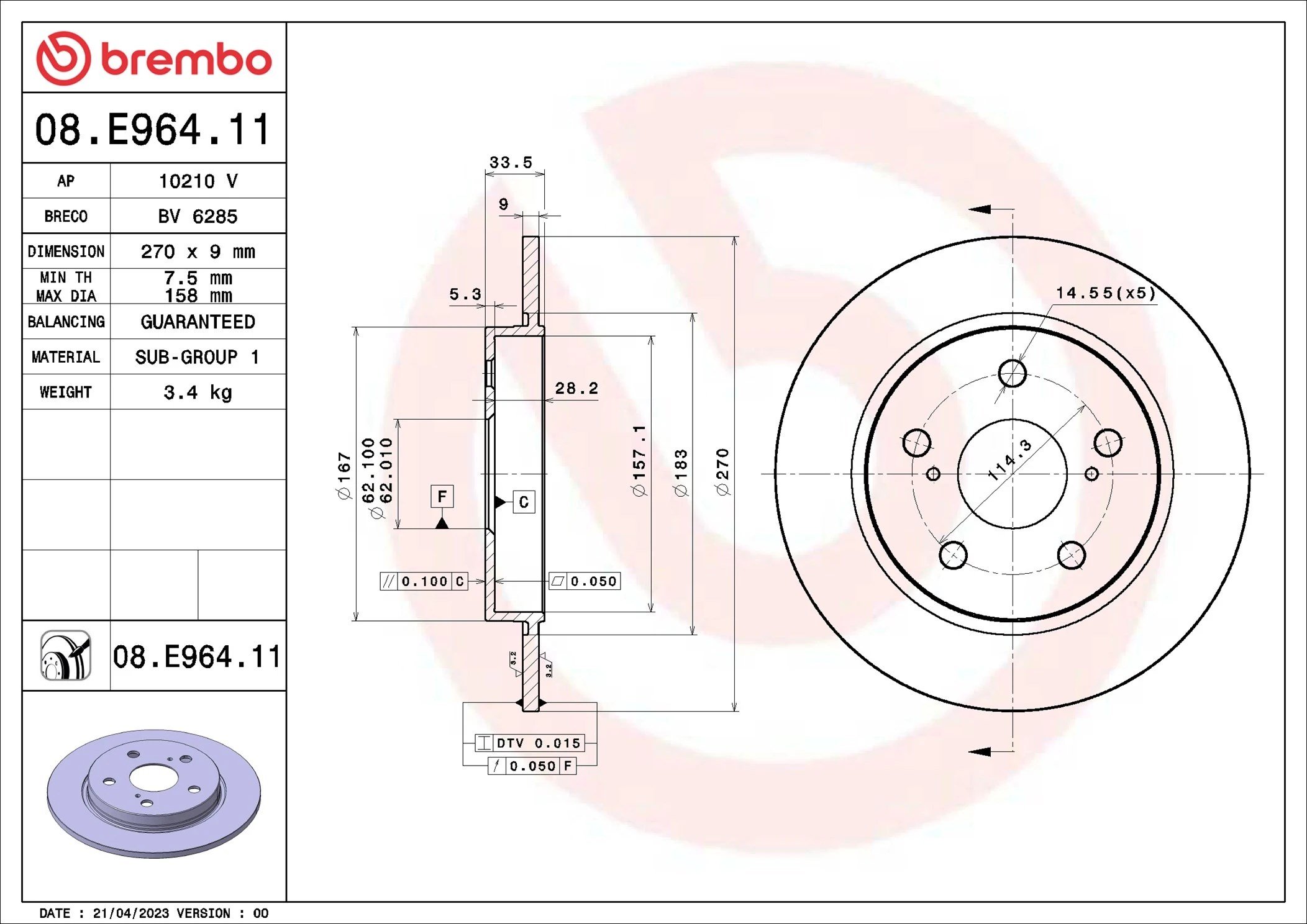 BREMBO 08 E964 11 Fren Diski 4243102330 uygun fiyat hızlı kargo
