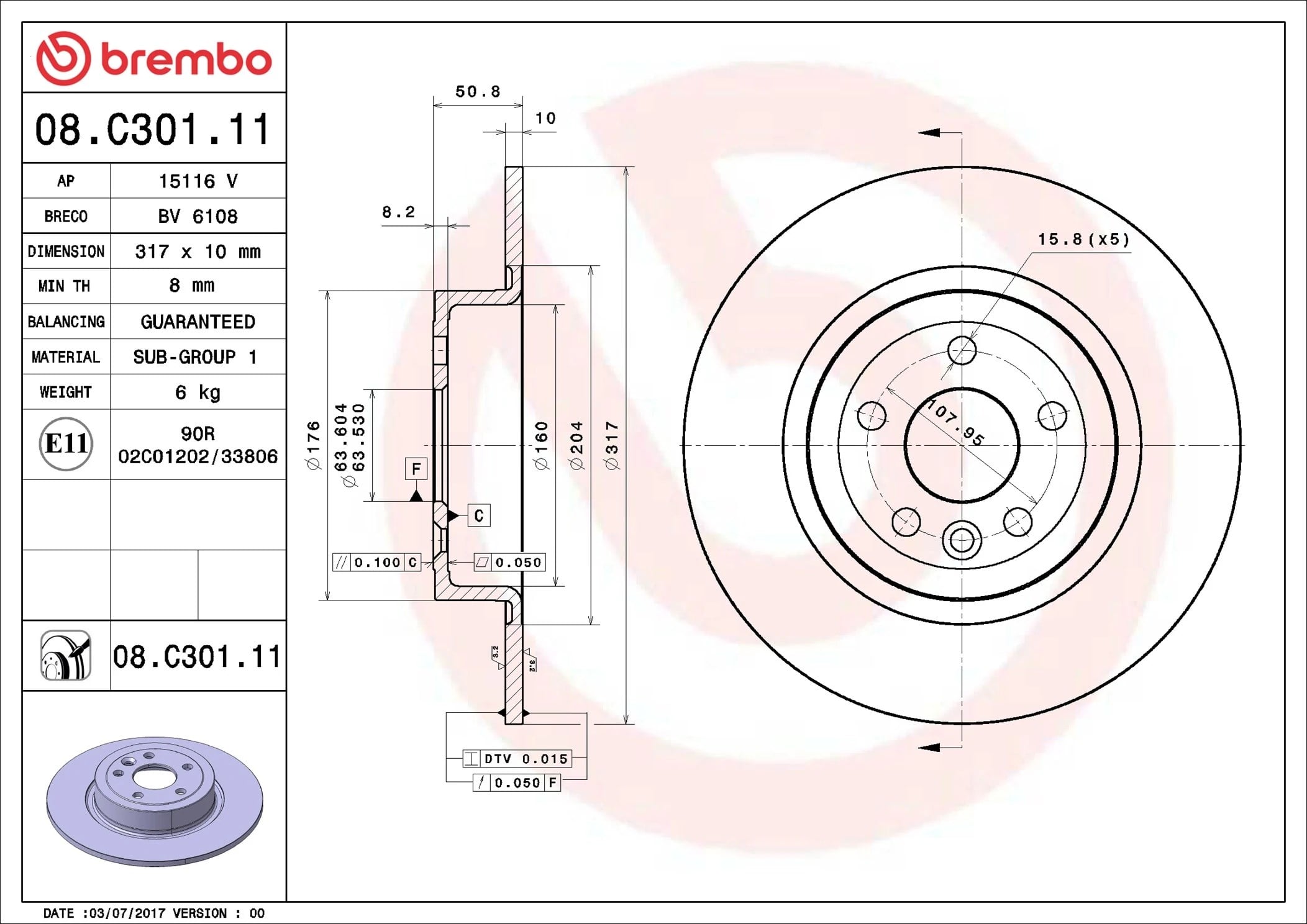 BREMBO 08 C301 11 Fren Diski GJ322A315AA uygun fiyat hızlı kargo
