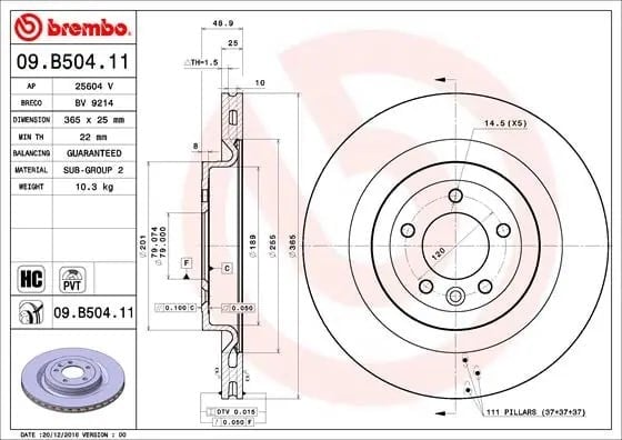 BREMBO 09 B504 11 Fren Diski LR033303 uygun fiyat hızlı kargo