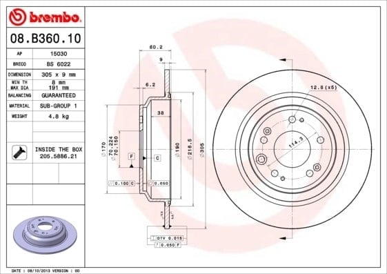 BREMBO 08B36010 Fren Diski 42510TL0G50 uygun fiyat hızlı kargo