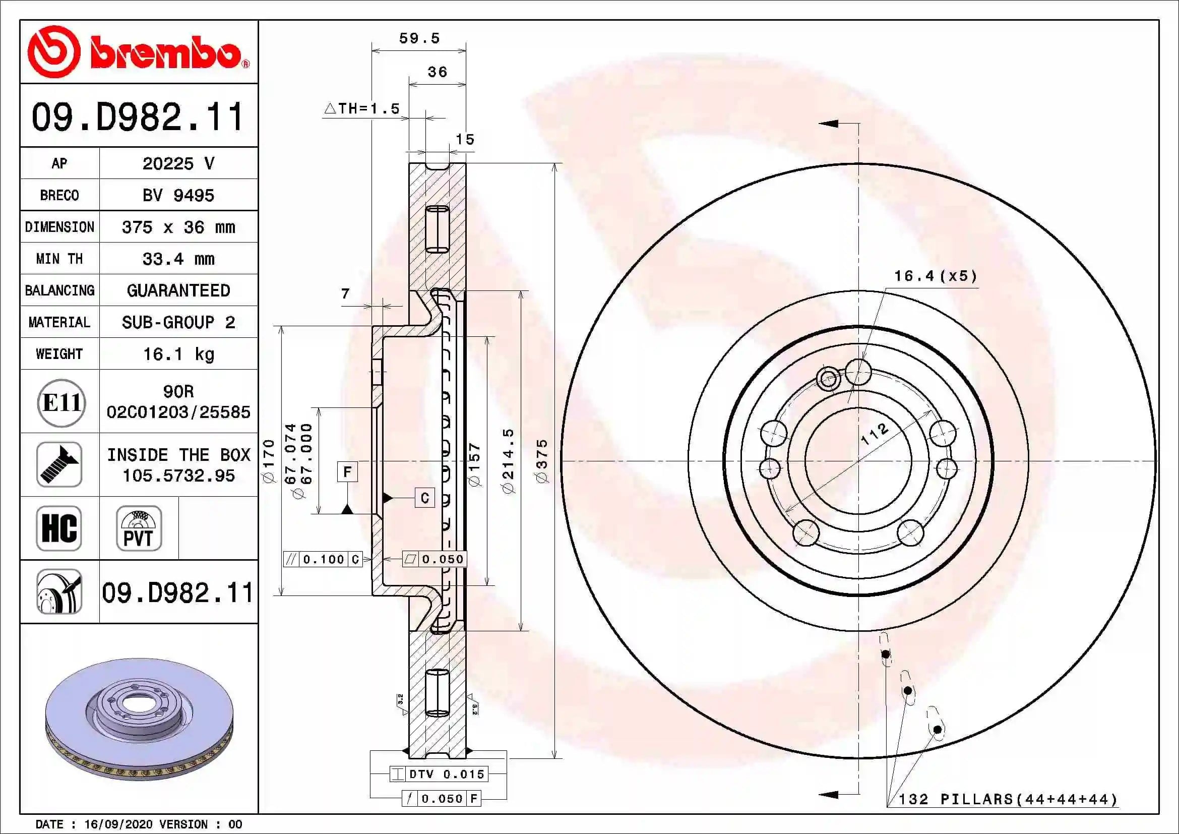 BREMBO 09 D982 11 Fren Diski 1674210901 uygun fiyat hızlı kargo