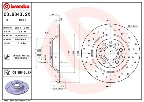BREMBO 08 8843 2X Fren Diski 4F0615601E uygun fiyat hızlı kargo