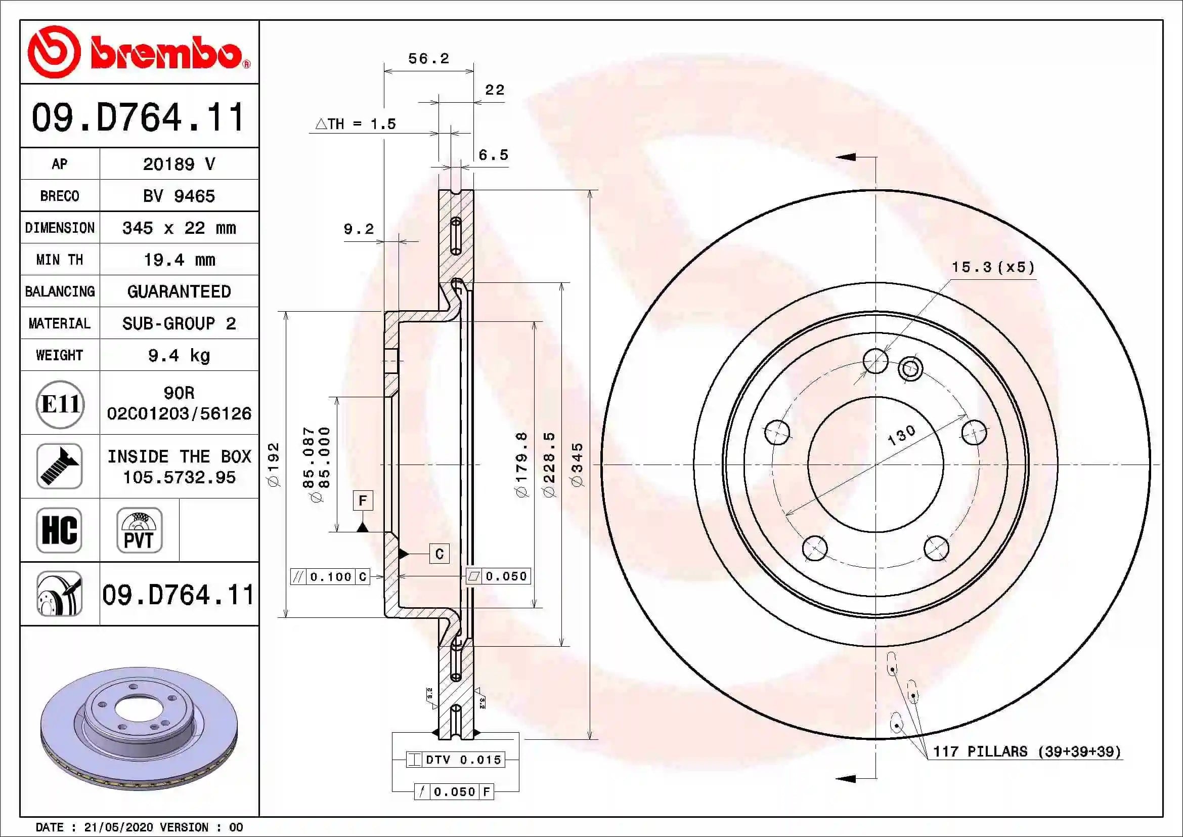 BREMBO 09 D764 11 Fren Diski 4634230100 uygun fiyat hızlı kargo