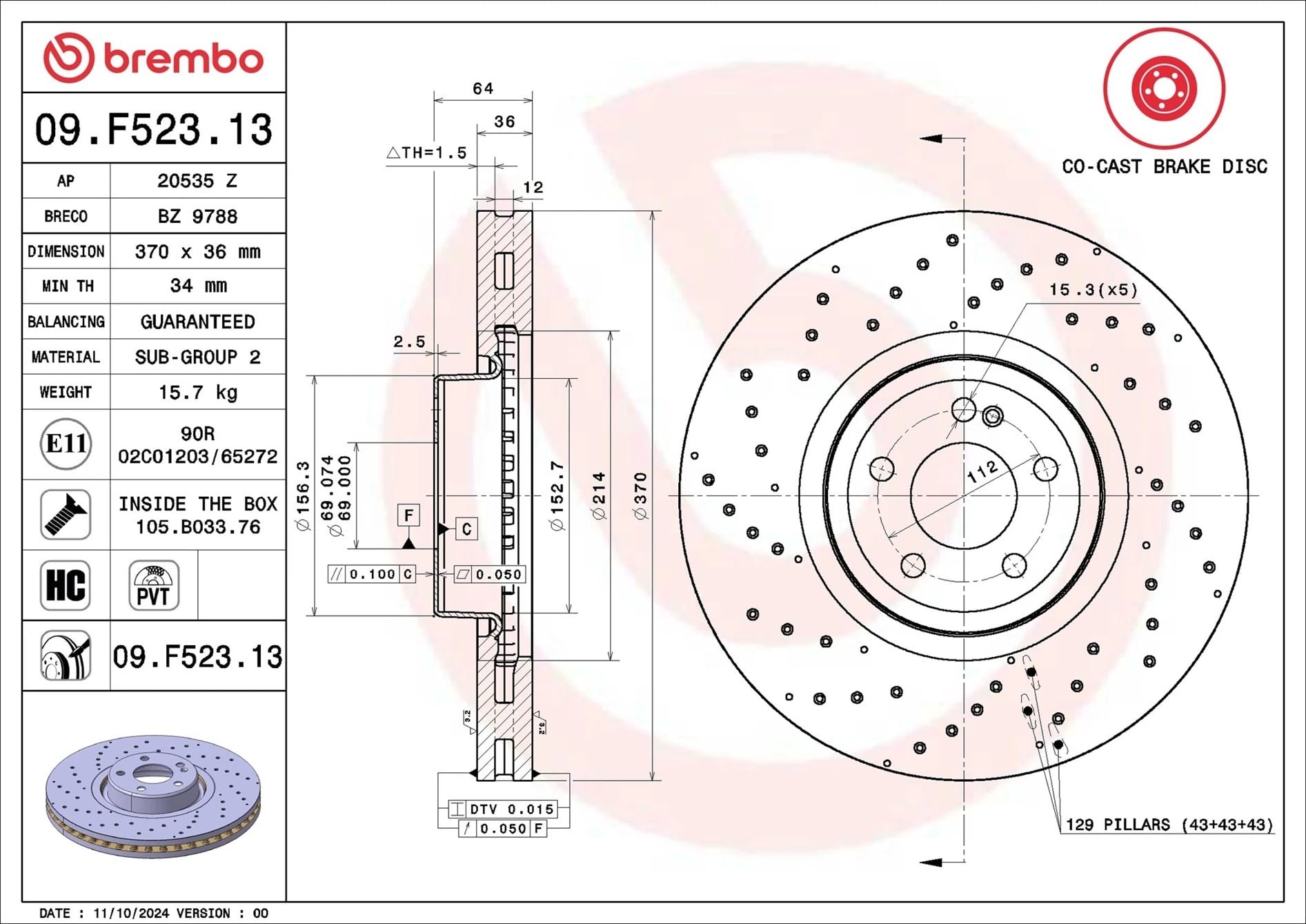 BREMBO 09 F523 13 Fren Diski A2234214200 uygun fiyat hızlı kargo