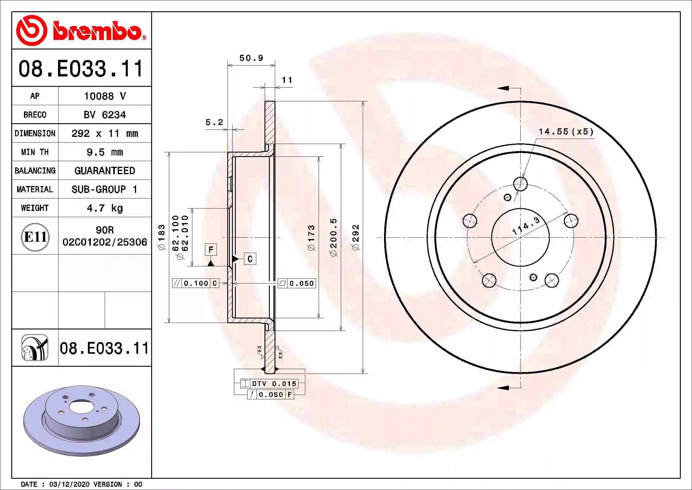 BREMBO 08 E033 11 Fren Diski 42431F4020 uygun fiyat hızlı kargo