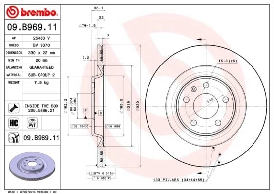 BREMBO 09 B969 11 Fren Diski 8W0615601K uygun fiyat hızlı kargo