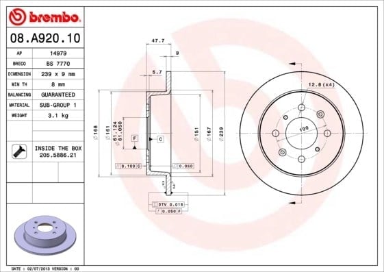 BREMBO 08 A920 10 Fren Diski 42510SR3A10 uygun fiyat hızlı kargo