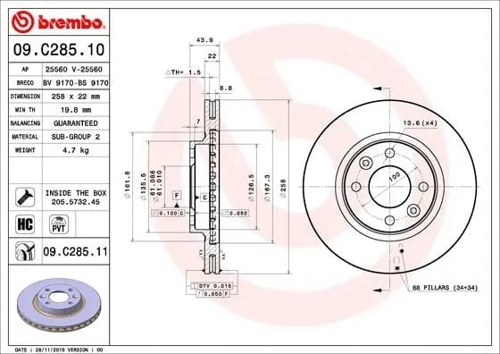 BREMBO 09C28511 Fren Diski 402062212R uygun fiyat hızlı kargo