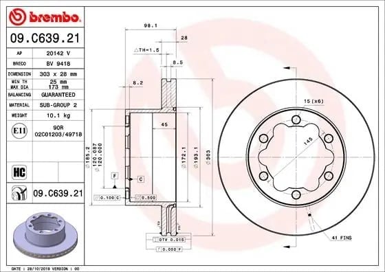 BREMBO 09C63921 Fren Diski 2N0615601A uygun fiyat hızlı kargo