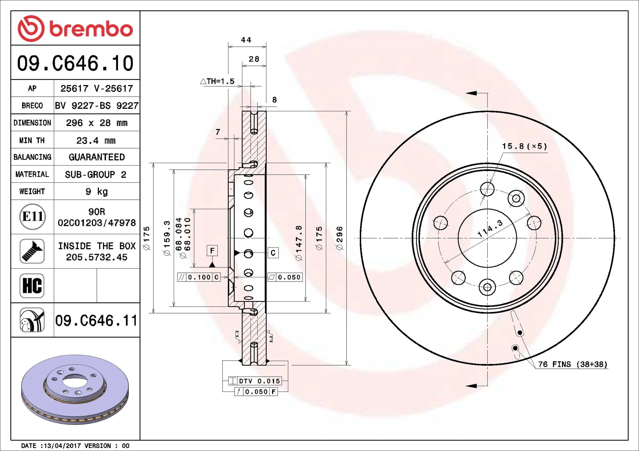 BREMBO 09 C646 11 Fren Diski 4020600Q1C uygun fiyat hızlı kargo